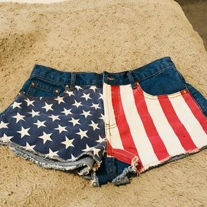 Jean Shorts American Flag
